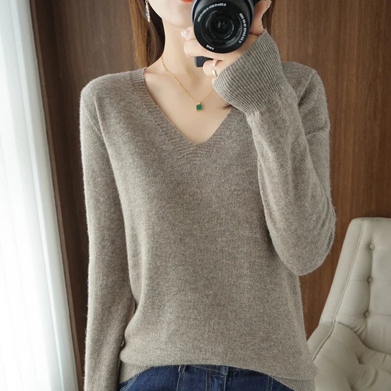 Pull en Maille Col V avec Dentelle