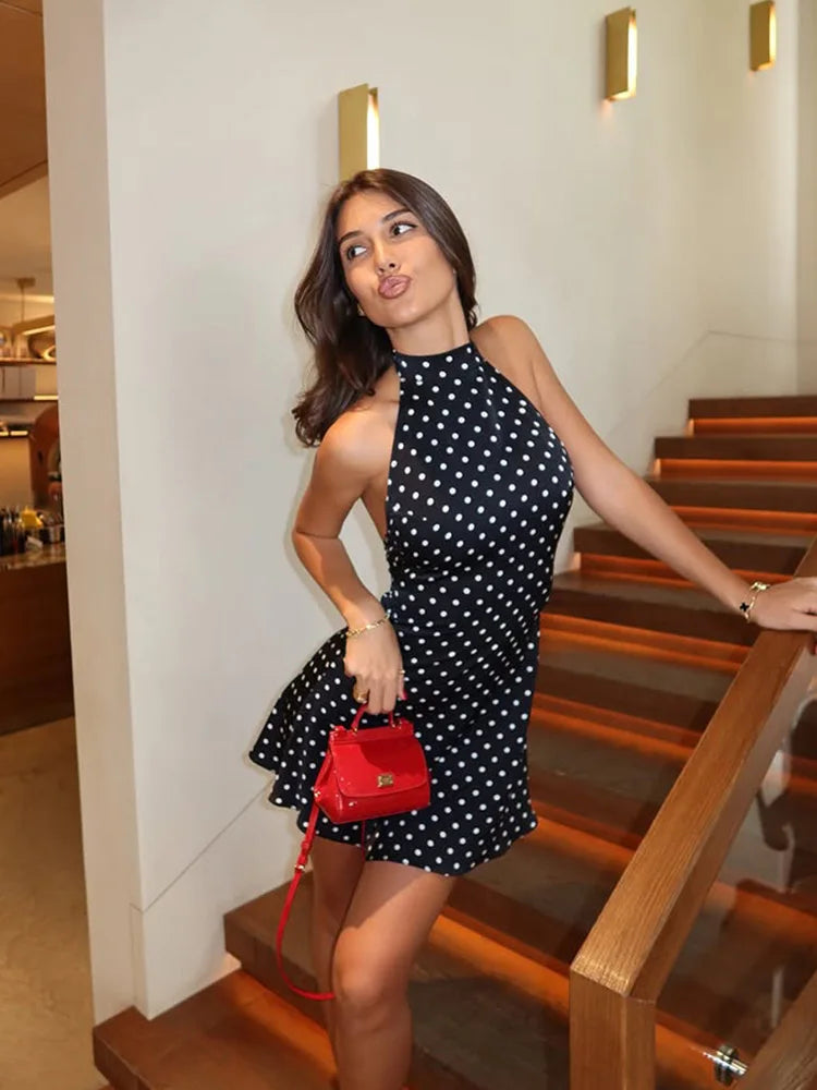 Robe Mini à Pois Dos Nu