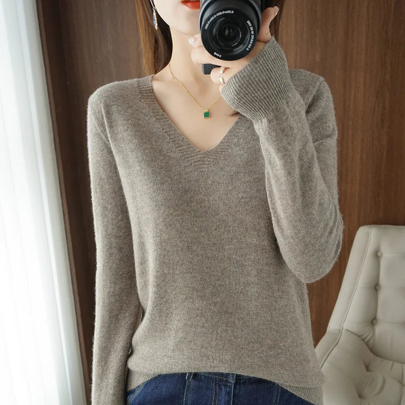 Pull en Maille Col V avec Dentelle