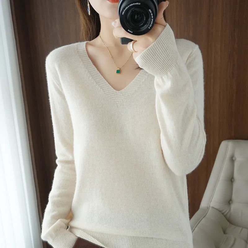 Pull en Maille Col V avec Dentelle