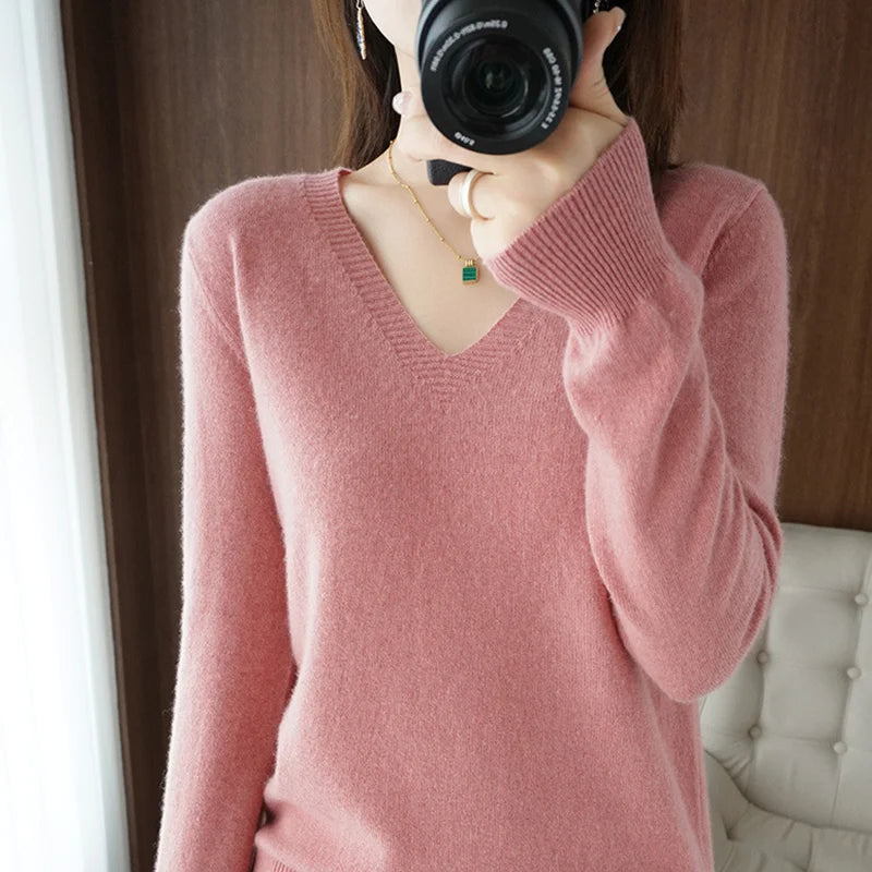Pull en Maille Col V avec Dentelle