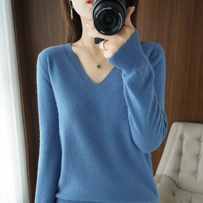 Pull en Maille Col V avec Dentelle