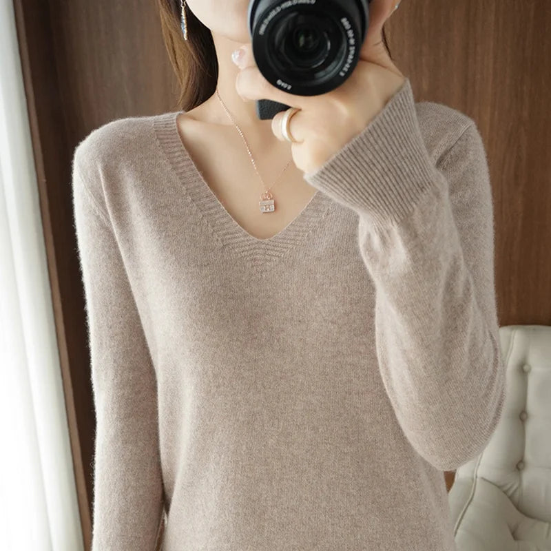Pull en Maille Col V avec Dentelle
